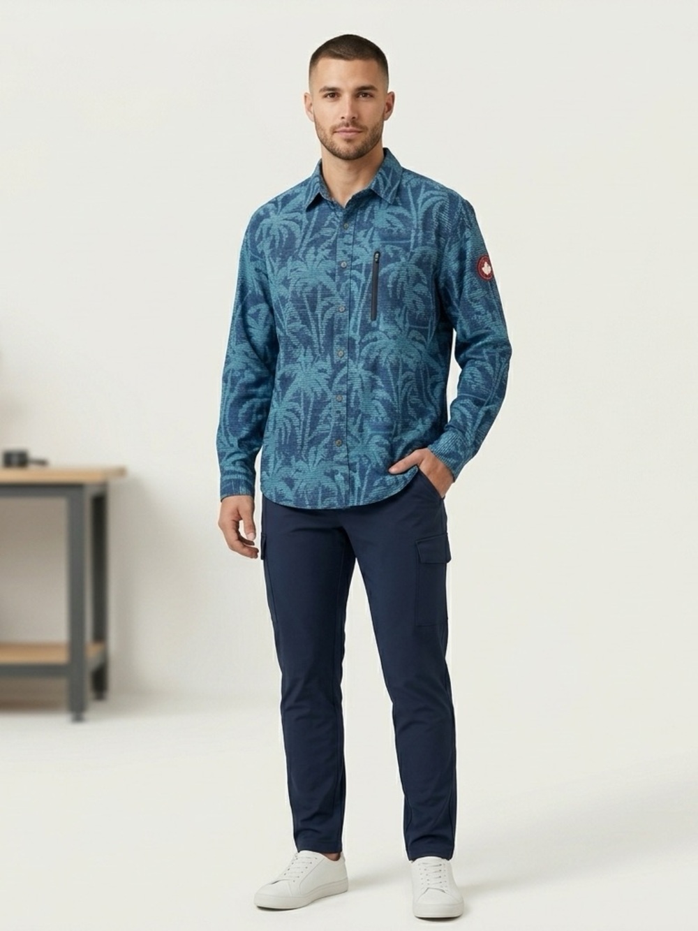 Canada Weather Gear Men's Tropical Blue Casual Shirt XL